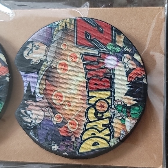 Tazo DragonBall Z Handmade Reuseable Neoprene Set of 2 Car Cup Holder Coasters - Picture 3 of 4